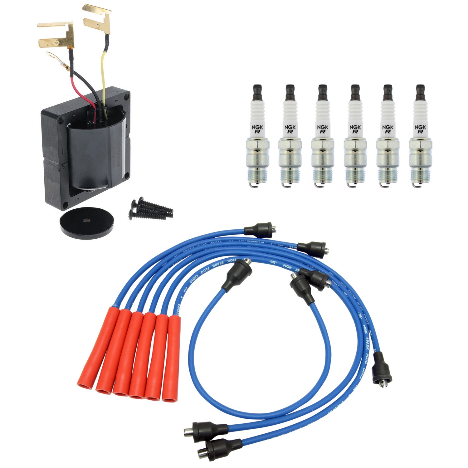 Hitachi Ignition Coils NGK 6 V-Power Spark Plugs  Wire Set Kit for Malibu L6 74