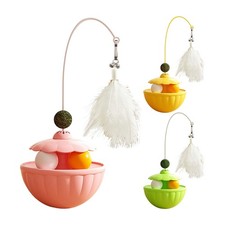 1x Cat Toy Funny Tumbler Interactive Ball with Feather  Catnip for Indoor Cats
