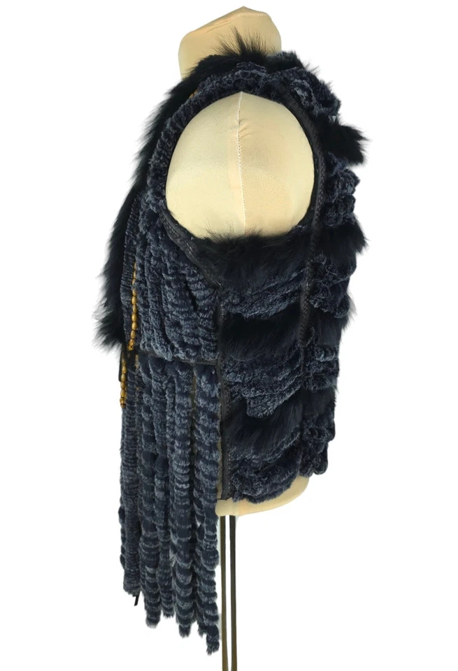 Rizal Womens Gray Real Fur/Leather Vest Gilet Size S* - Image 4 of 4