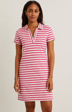 Vineyard Vines XL Short Sleeve V-neck Pink White Striped Dress