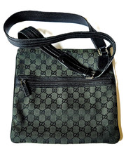 Gucci Crossbody Messenger Bag Monogram Supreme Green Black Jacquard Canvas