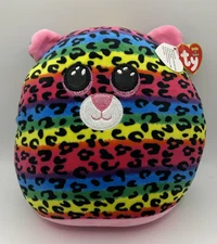 TY Squish-A-Boos Plush - DOTTY the Rainbow Leopard (12 inch) Stuffed Toy NWT