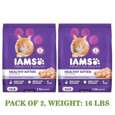 Iams ProActive Develop Health Chicken Dry Kitten Food, 16 lbs (Pack Of 2), New 2.24 per pound