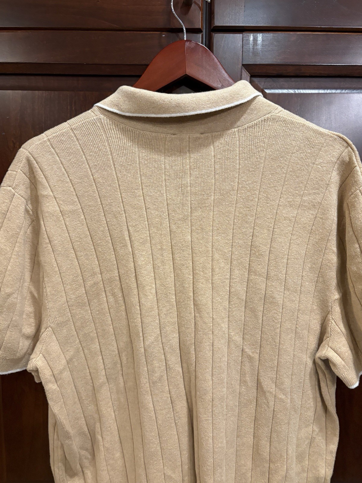 Express Button Down Polo Men Beige Size Large - image 5