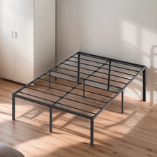 Bed Frame Queen Metal Platform Bed Frame  Steel Slat Support Easy Assembly