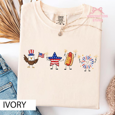 Cute 4th Of July Shirt, Patriotic Eagle Star Hotdog Firework Tee, Funny America