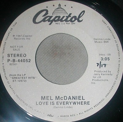 Mel McDaniel - Love Is Everywhere (7'', Promo)