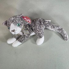 TY Beanie Baby Purr the Cat Gray Tabby Blue Eyes 7.5" Plush 2000