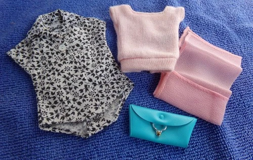 Vintage Barbie PAK Blouse & Purse  Square Neck  Sweater & Scarf 1962-1963 NICE!
