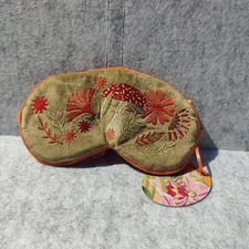 Luxury Velvet Sleep Eye Mask Tranquil Toadstool Sage Green Mushroom *New* Soft