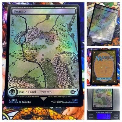 MTG Swamp V.3   Nm Full Art Map Land FOIL Lord of the Rings : ToME OG
