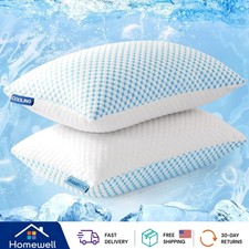 Breathable Standard Cool Memory Foam Pillows - 2 Pack for Side Back Sleepers