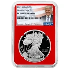 2021-W Proof $1 Type 1 American Silver Eagle NGC PF70UC Trump Label Red Core