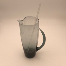 VTG MCM 60's Morgantown Normandie Smoke Glass Cocktail/Martini Pitcher Stirrer