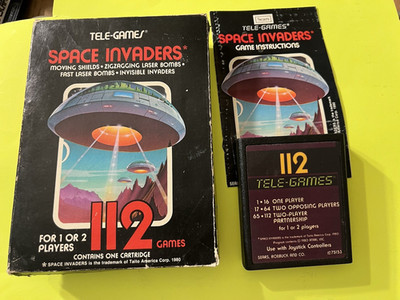 Atari 2600 Space Invaders Tele-Games Complete Cleaned and Tested Works Great!