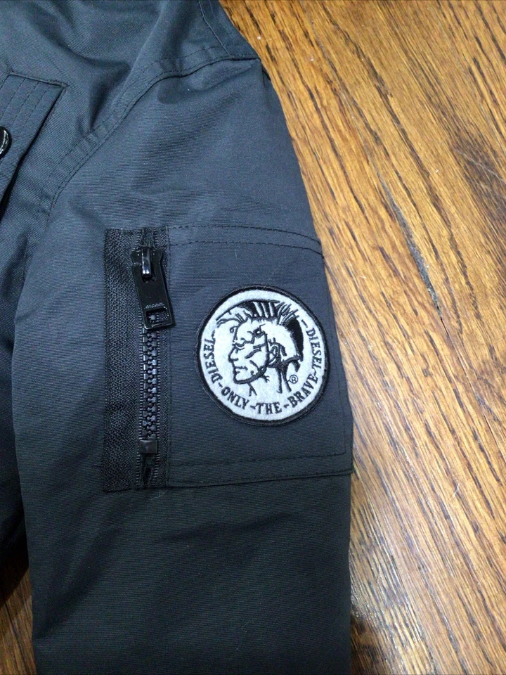 Diesel Black Coat Toddler Size 2T Removable Faux Fur Trim Hood Heavy Winter - Image 3 of 4