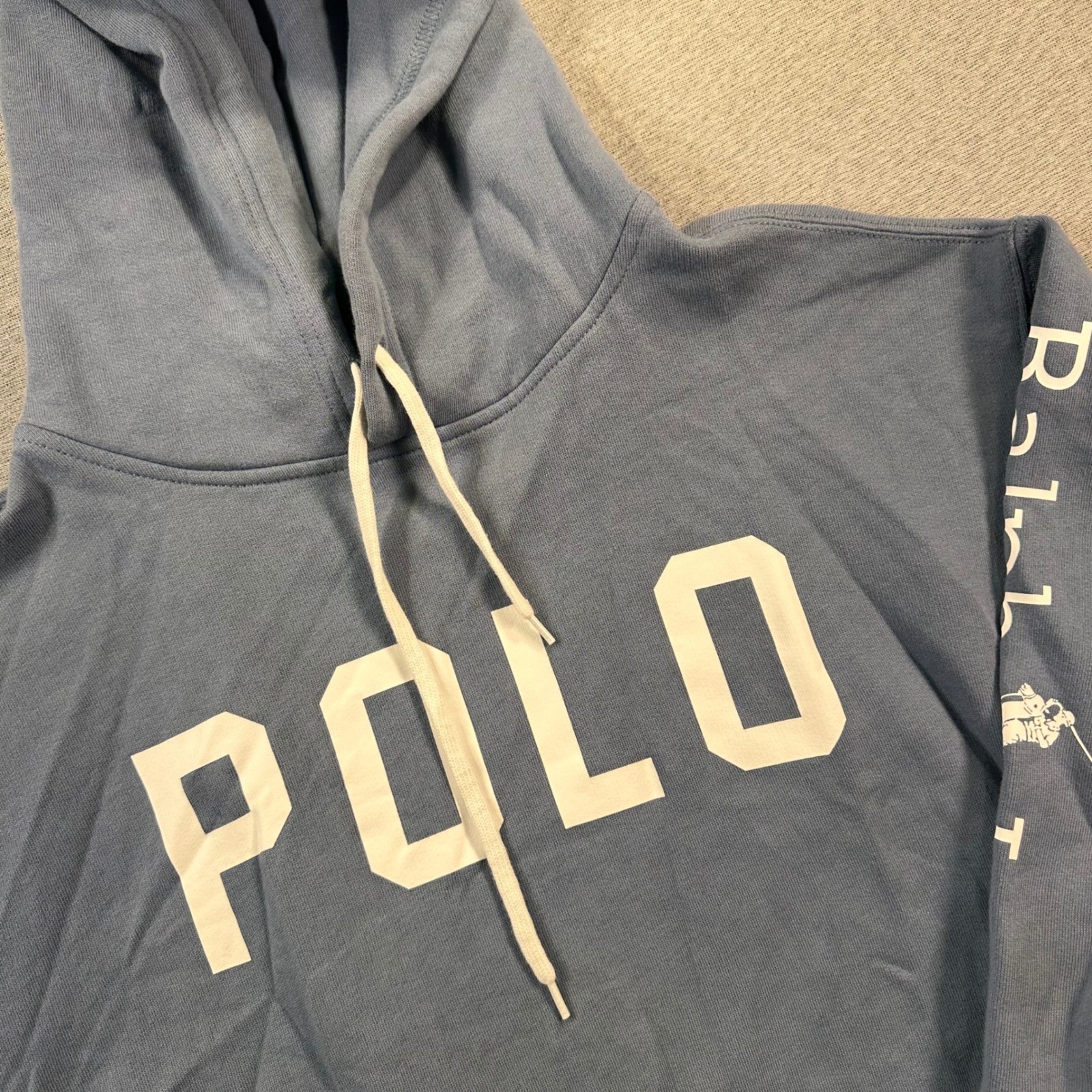 Polo Ralph Lauren Hoodie Sweatshirt Women's S Blue Spellout Drawstring