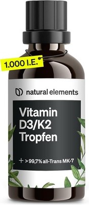 Vitamin D3 K2 Tropfen 50ml flüssig 99,7+% All-Trans K2VITAL  - NATURAL ELEME