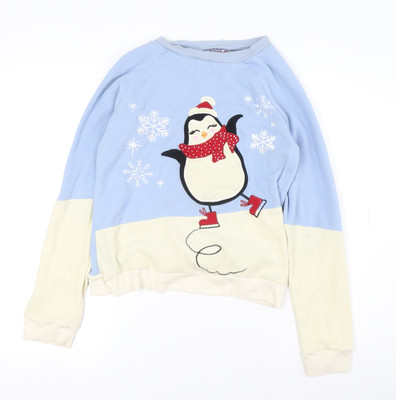 Joe Boxer Damen Pullover blau Pinguin Sweatshirt M