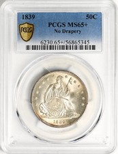 1839 LIBERTY SEATED 50C PCGS MS 65+