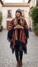 Peruvian Womens Ruana Alpaca Wool Poncho