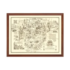 Old Map of Canterbury 1952 - Vintage England Art Wall Decor