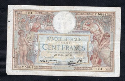 100 Francs Luc Olivier Merson 30.12.1937 Etat TB - Photo 1/2