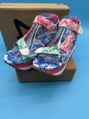 Dirty Laundry Goin  Out Multicolor Tie Dye Chunky Platform Sandals Sz 7.5 Wedge