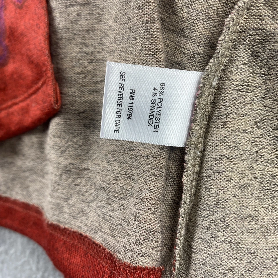 One World 3X Brown Pink Paisley Ombre Open Front Cardigan Top Boho Stretch - Image 3 of 4