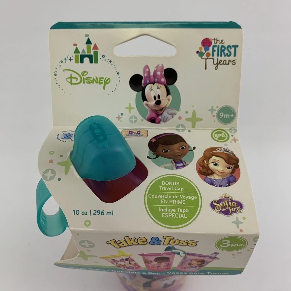 Disney Take & Toss Travel Sippy Cups Minnie Mouse Doc McStuffins Sofia - Image 2 of 4