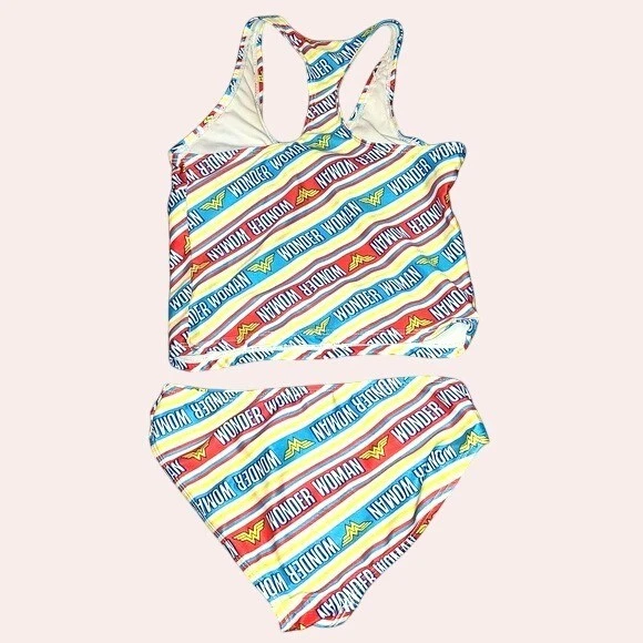 Conjunto de natación Tankini de 2 piezas Wonder Woman para niñas talla 7/8 multicolor Foto 3 de 4