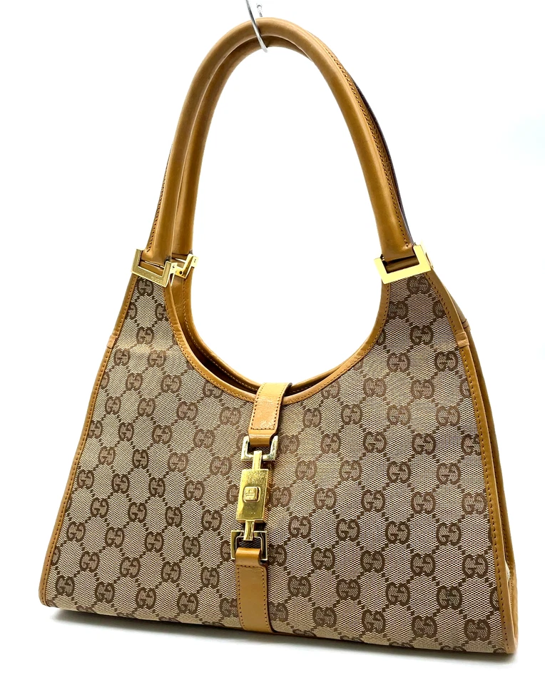 Подлинный GUCCI Jackie GG холст кожаный бежевый 002-1067 наплечная сумка W/D NS120095 - Изображение 2 из 4