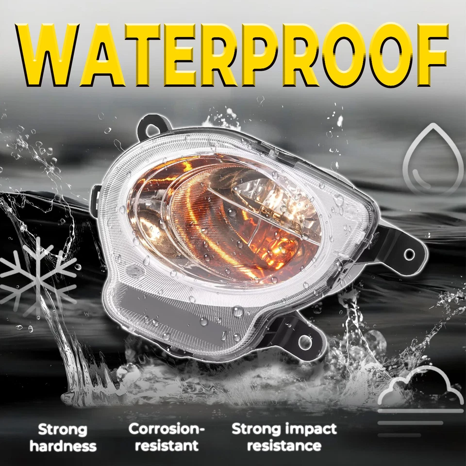 For Fiat 500 2012-2017 Turn Signal Light Left w/Bulb& Chrome Trim Parking Lamp - Image 2 of 4