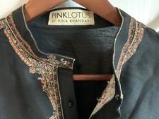 Men s kurta in black dhoti style pants Pink Lotus by Rina Bhandari