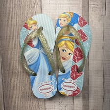 Havaianas Girls Toddler Cinderella Disney Flip Flop Sandals Glitter Blue Size 9C