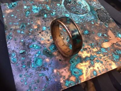 Whiskey barrel staves White Oak wood ring patina aged rustic copper outside ring