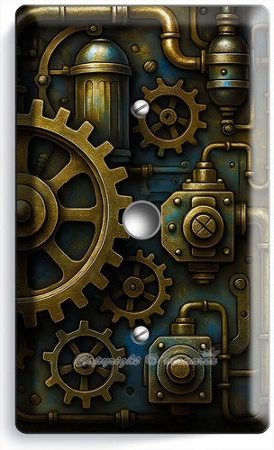 STEAMPUNK MESSING ZAHNRÄDER ROHRE KUNST LICHTSCHALTER STECKDOSE WANDPLATTEN INDUSTRIE DEKOR - Bild 17 von 35