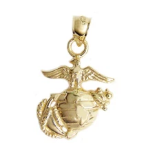 New 14k Yellow Gold USMC Emblem Pendant