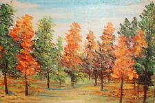 VINTAGE IMPRESSIONIST OIL PAINTING FOREST LANDSCAPE SIGNED