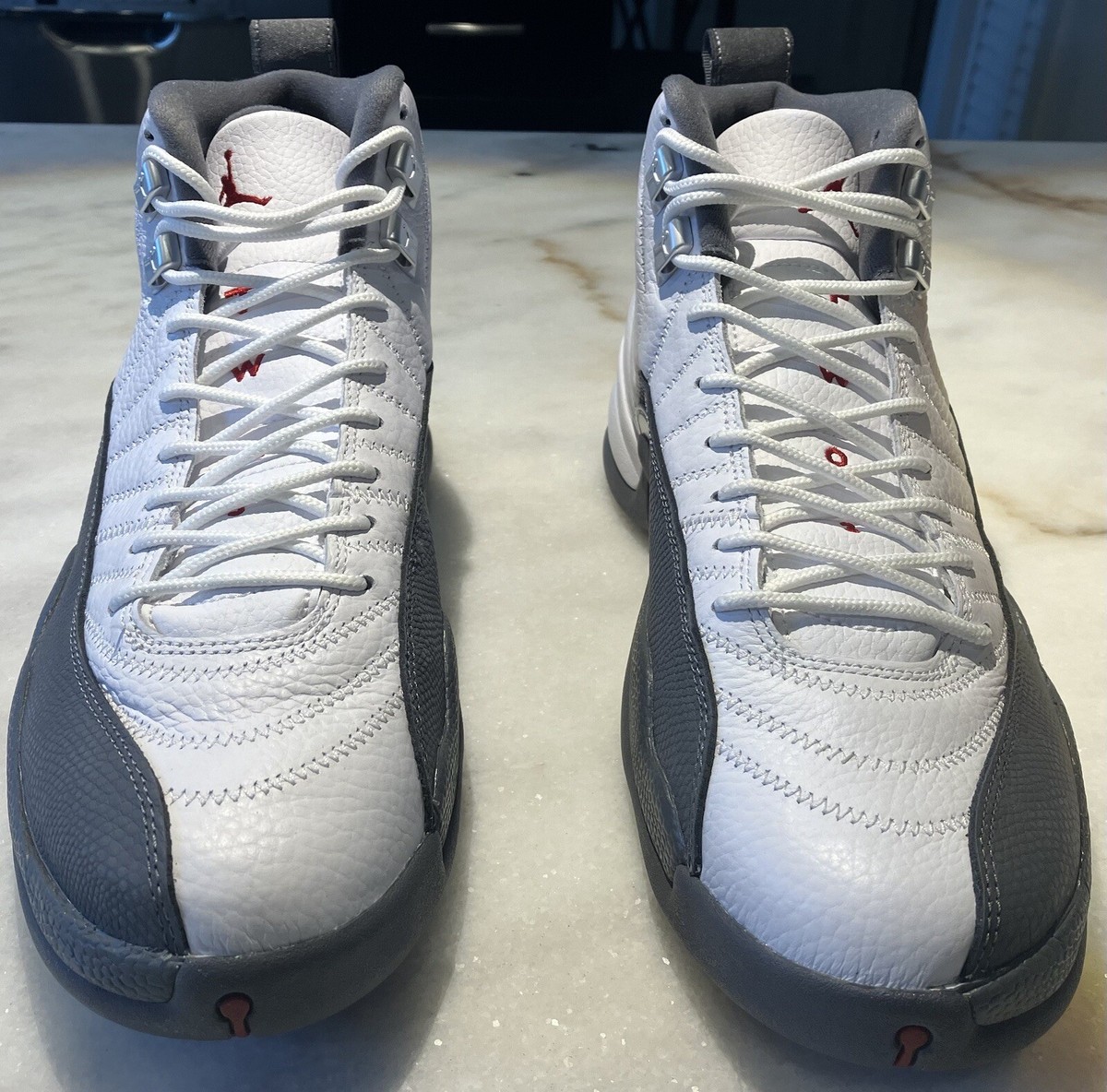 Air Jordan 12 Retro White/Gym Red-Dark Grey Sneakers Size