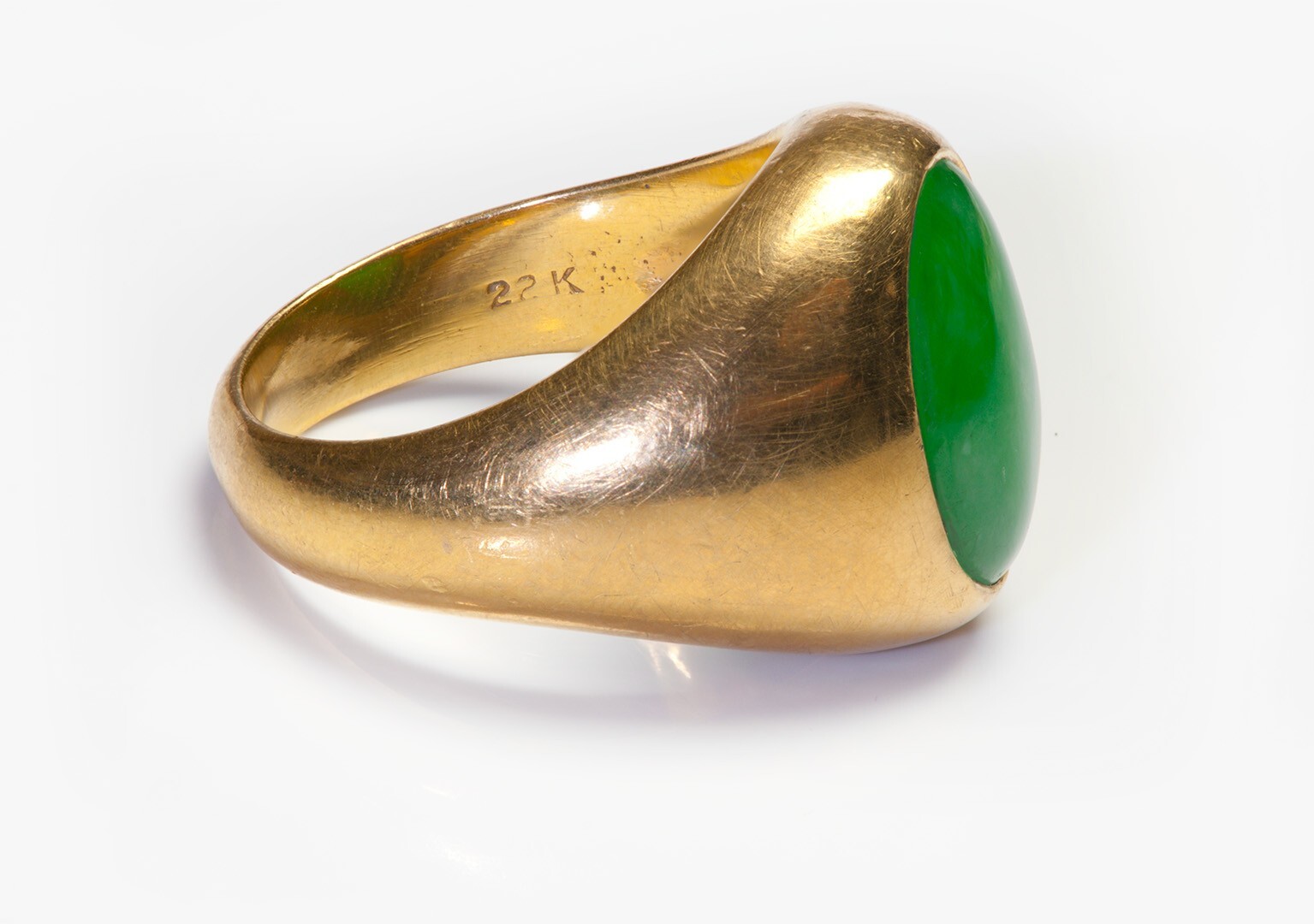 Antique 22K Yellow Gold GIA Jadeite Jade Men's Ring - Gem