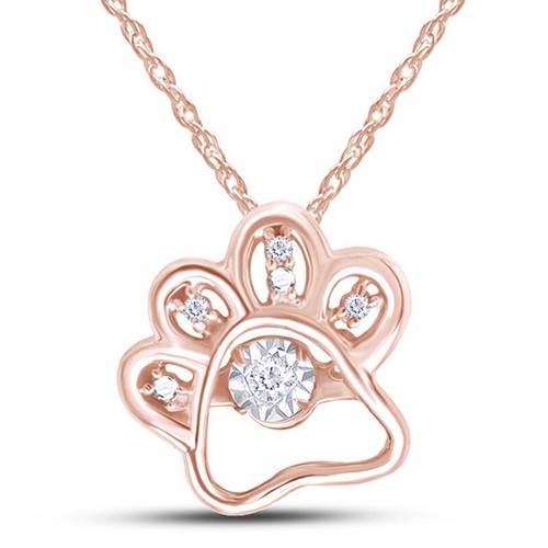 0.06 Ct Natural Diamond Dog Paw Pendant 