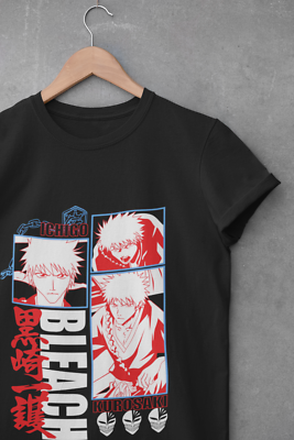 T-shirt Anime Bleach Unisexe - Motifs Aizen, Ichigo, Etc. - Taille S à 5XL, Coton, Neuf Avec étiquettes