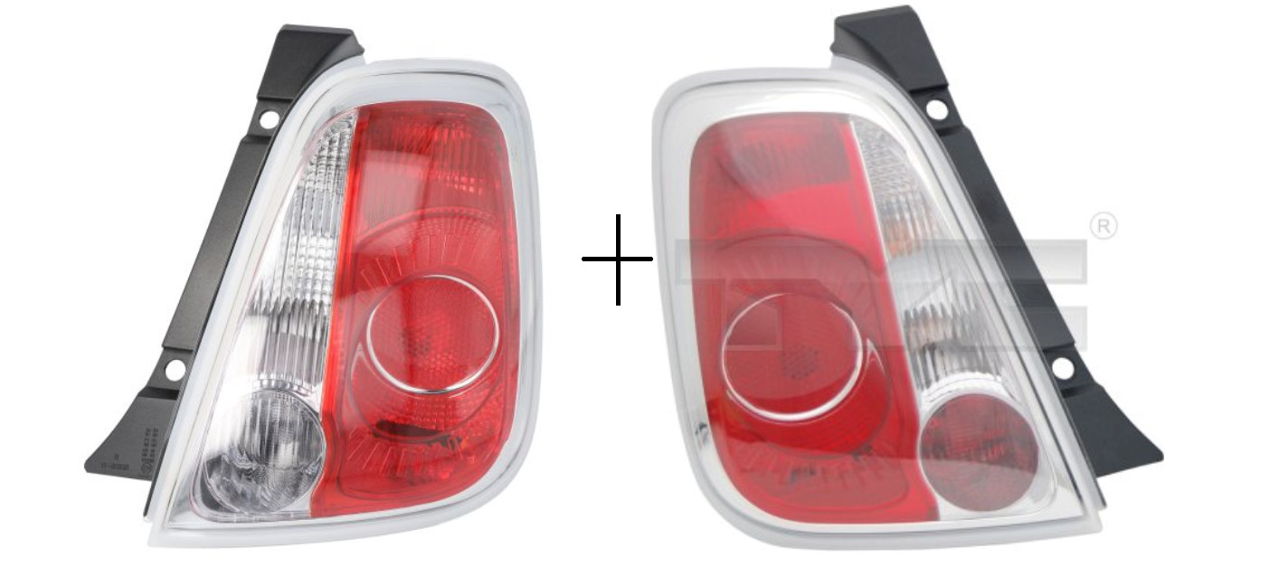 Feu arriere Fiat 500 casse ? Pack de 2 phares de remplacement rouge et chrome