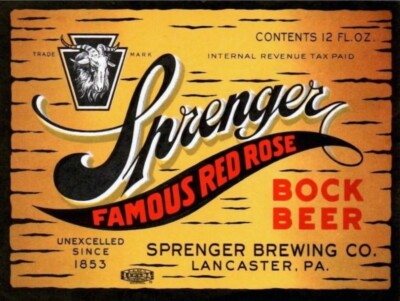 Sprenger Red Rose Bock Beer of Lancaster, PA NEW Sign 18x24'' USA STEEL XL Size