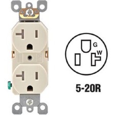 10-Leviton 20A Light Almond Tamper Resist Residential Grade 5-20R Duplex Outlet