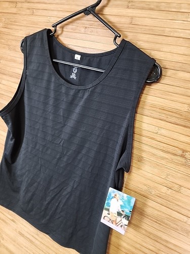 NEW Isis Black Athletic Stretch Striped First Class Tank Top Womens Size XL NWT - Picture 2 of 6