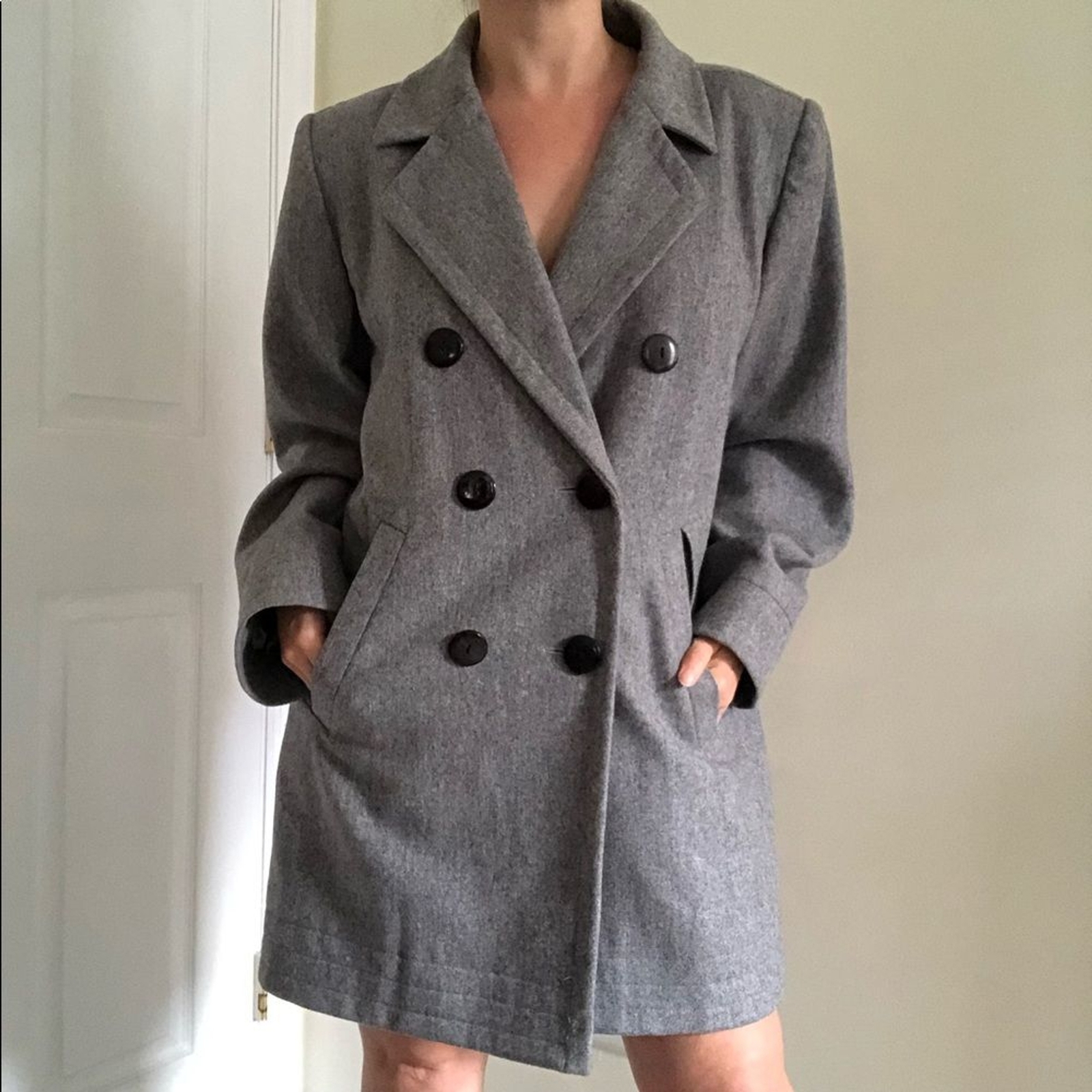 Cappotto Yves Saint Laurent VINTAGE anni 90 grigio doppiopetto lana pea taglia 40 YSL