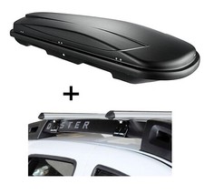 Dachbox JUXT600L+Alu Dachträger VDP für für Dacia Duster mit Reling 5Tür 14-17