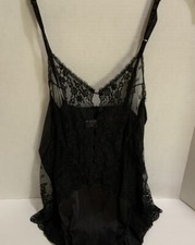 True Vintage VANITY FAIR Lingerie Teddy Snap Nylon Size 32  Black
